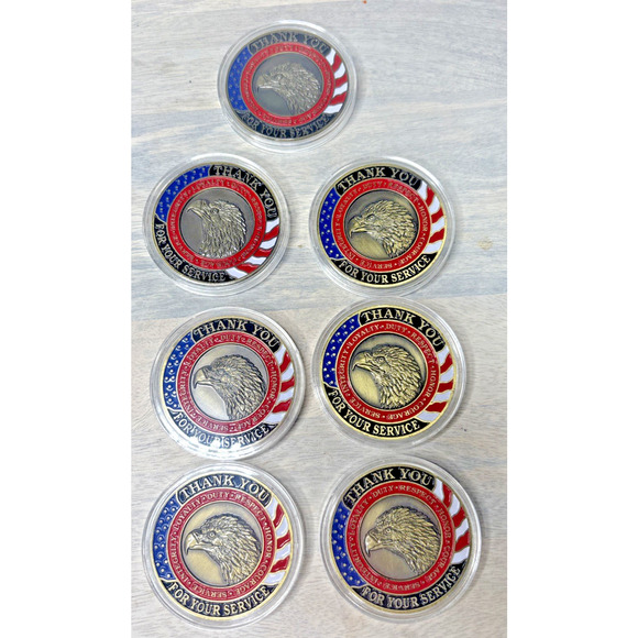 Other - Lot of 7 Patriotic Eagle “Thank You for Your Service” Challenge Coins